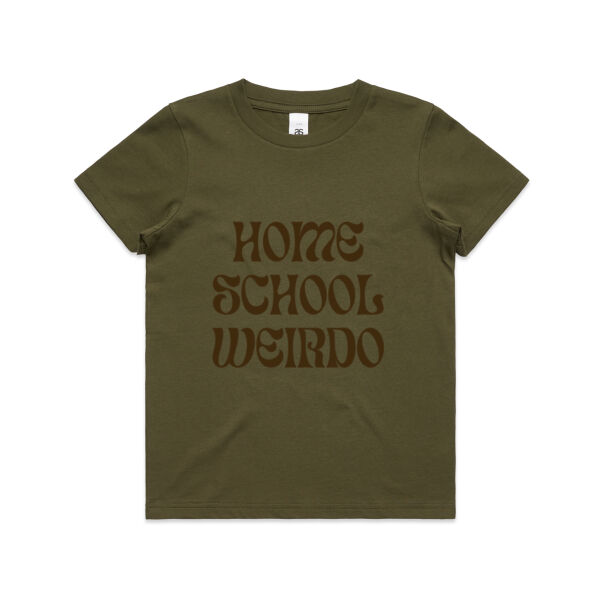 HOME SCHOOL WEIRDO KIDS TEE BROWN Thumbnail